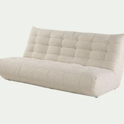 Canapé 4 places fixe en tissu bouclette - blanc écru