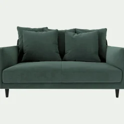 Canapé 2 places fixe en tissu velvet - vert sauge