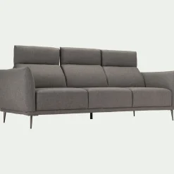 Canapé 4 places fixe en tissu avec fonction avance-recul - gris restanque