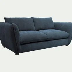 Canapé 3 places fixe en tissu Nature - bleu