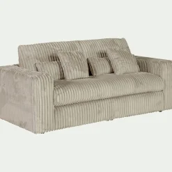 Canapé 3 places fixe en tissu côtelé - blanc ventoux