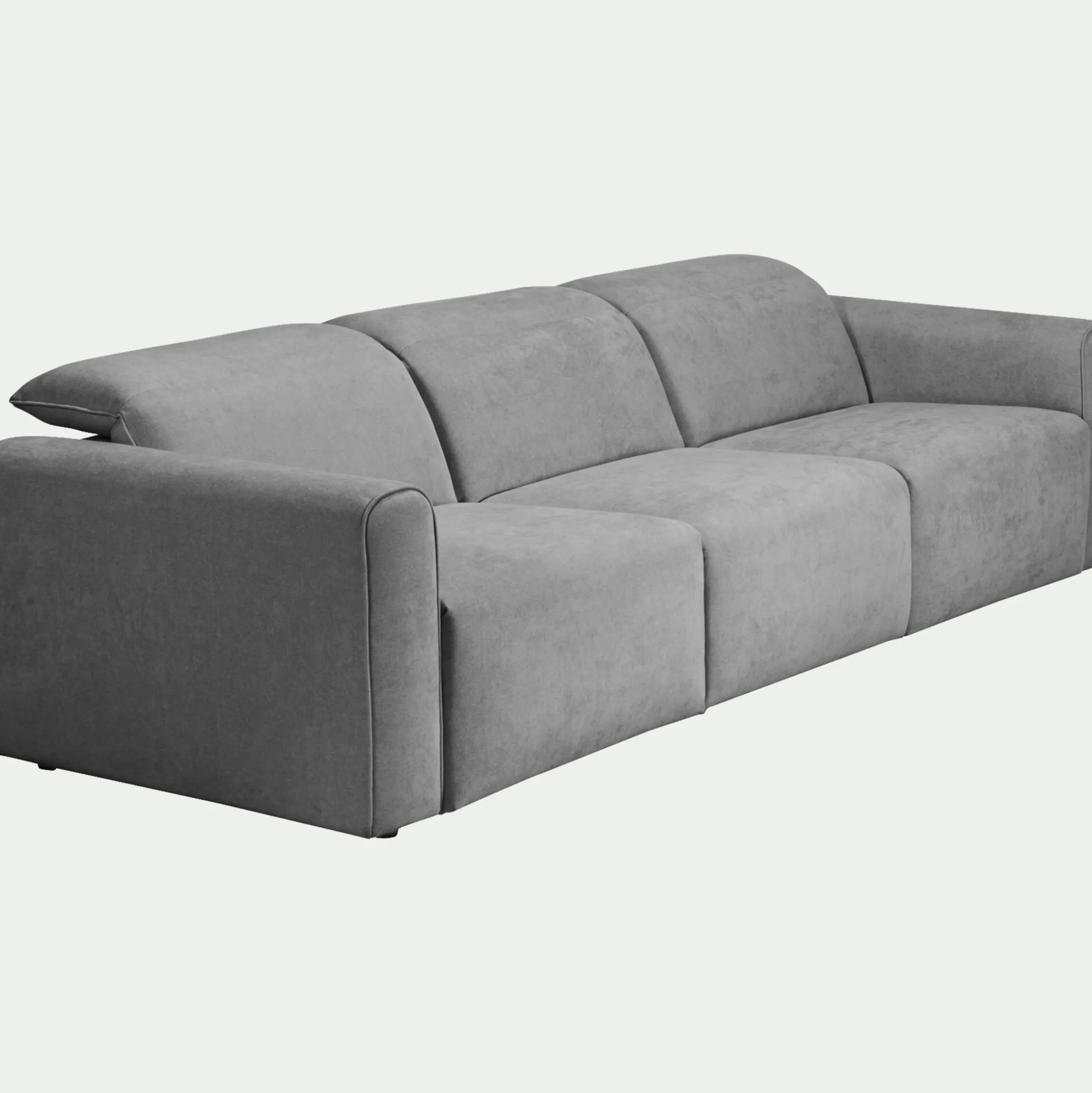 Canapé 5 places fixe en tissu - gris moyen