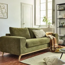 Canapé 3 places fixe en tissu crown - vert cèdre
