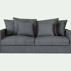 Canapé 3 places fixe en tissu - gris ardoise