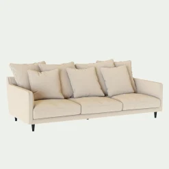 Canapé 5 places fixe en tissu joint - beige roucas