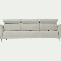 Canapé 4 places fixe en tissu memphis avec fonction avance-recul - beige roucas