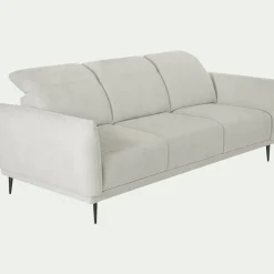 Canapé 4 places fixe en tissu memphis avec fonction avance-recul - beige roucas