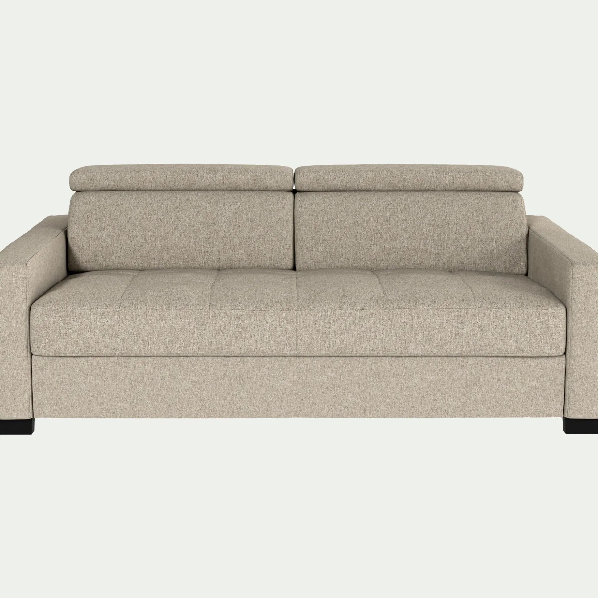 Canapé 3 places fixe en tissu pop avec accoudoirs 15cm - beige