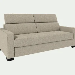 Canapé 3 places fixe en tissu pop avec accoudoirs 15cm - beige