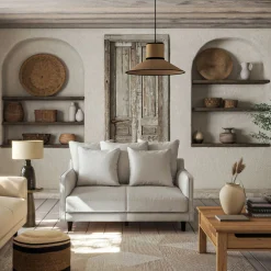 Canapé 2 places fixe en tissu joint - gris borie