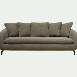 Canapé 4 places fixe en tissu doux - vert garrigue