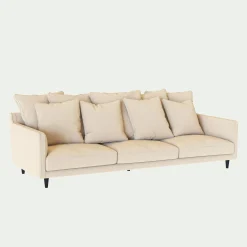 Canapé 6 places fixe en tissu joint - beige roucas