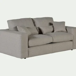 Canapé 3 places fixe en tissu bouclette - gris clair