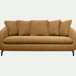 Canapé 3 places fixe en tissu tramé - bronze