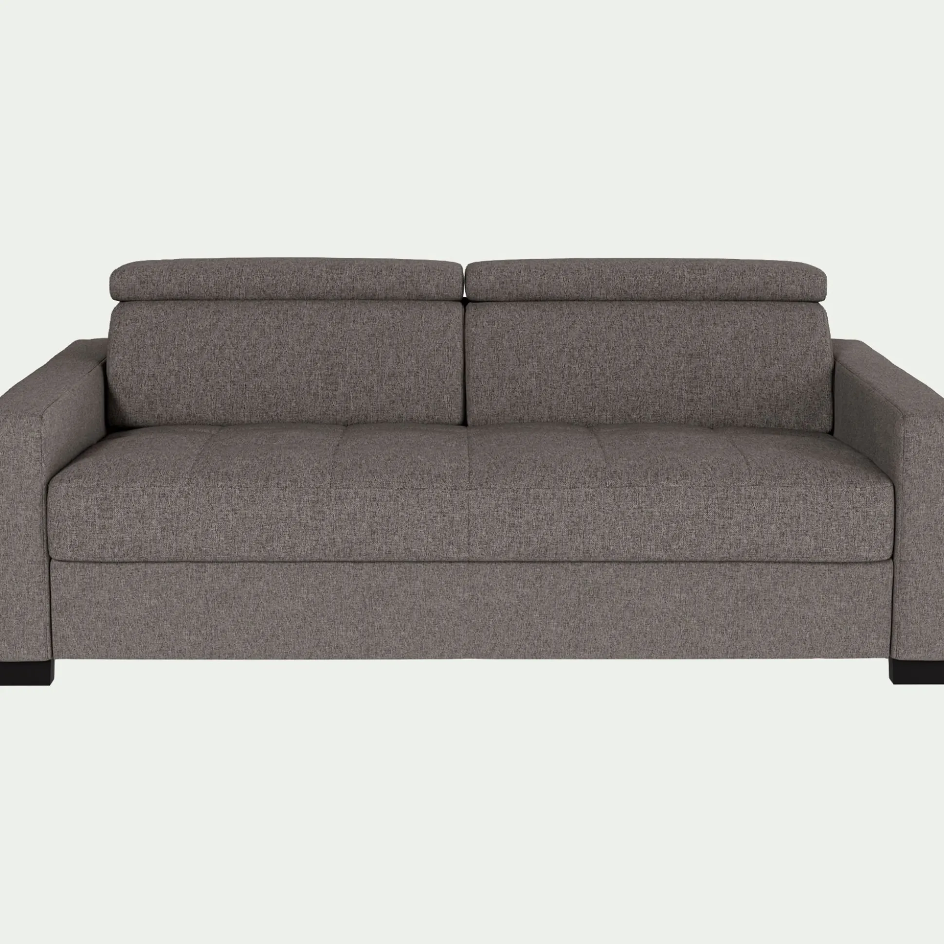 Canapé 3 places fixe en tissu pop avec accoudoirs 15cm - taupe