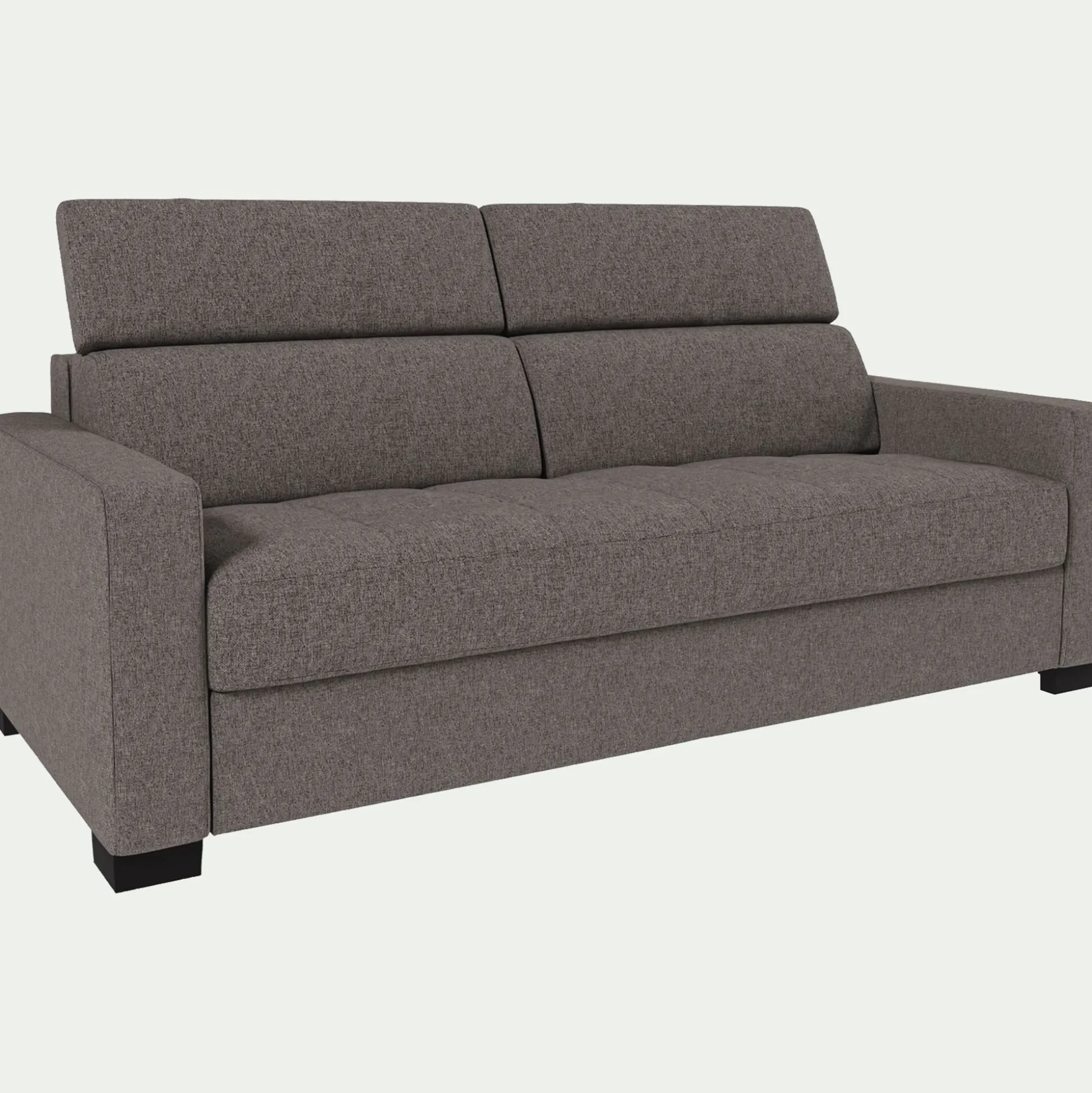 Canapé 3 places fixe en tissu pop avec accoudoirs 15cm - taupe