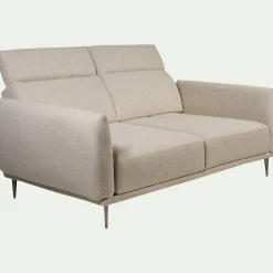 Canapé 3 places fixe en tissu avec fonction avance-recul - beige roucas
