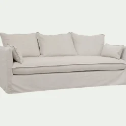 Canapé 4 places fixe en tissu wind - beige alpilles