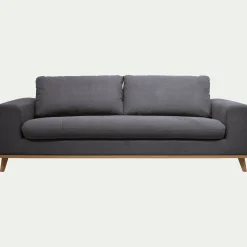 Canapé 4 places fixe en tissu Cosmo - gris anthracite