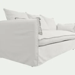 Canapé 3 places fixe en tissu wind - blanc écru