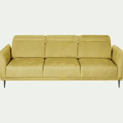 Canapé 4 places fixe en tissu memphis avec fonction avance-recul - jaune argan