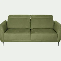 Canapé 3 places fixe en tissu memphis avec fonction avance-recul - vert cèdre