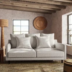 Canapé 3 places fixe en tissu joint - gris borie