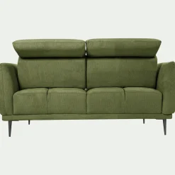 Canapé 2 places fixe en tissu memphis avec fonction avance-recul - vet cèdre