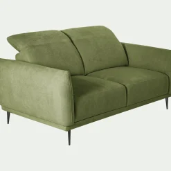 Canapé 2 places fixe en tissu memphis avec fonction avance-recul - vet cèdre