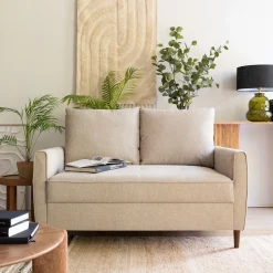 Canapé 2 places fixe en tissu Loft - beige roucas