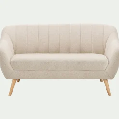 Canapé 2 places fixe en tissu bouclette monza - beige