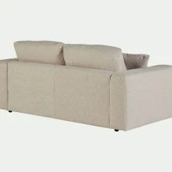 Canapé 3 places fixe en tissu bouclette - blanc écru