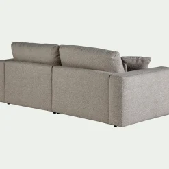 Canapé 5 places fixe en tissu bouclette - gris clair