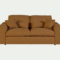 Canapé 3 places fixe en tissu chenille Benjo - jaune argan