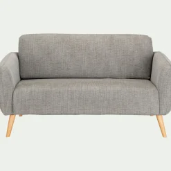 Canapé 2 places fixe en tissu - gris