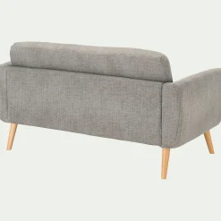 Canapé 2 places fixe en tissu - gris