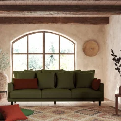 Canapé 6 places fixe en tissu joint - vert cèdre