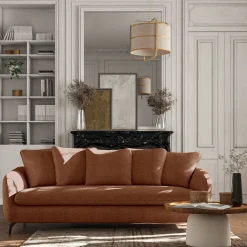 Canapé 4 places fixe en tissu tramé - brun rustrel