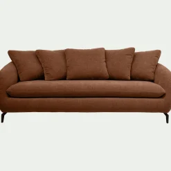 Canapé 4 places fixe en tissu tramé - brun rustrel