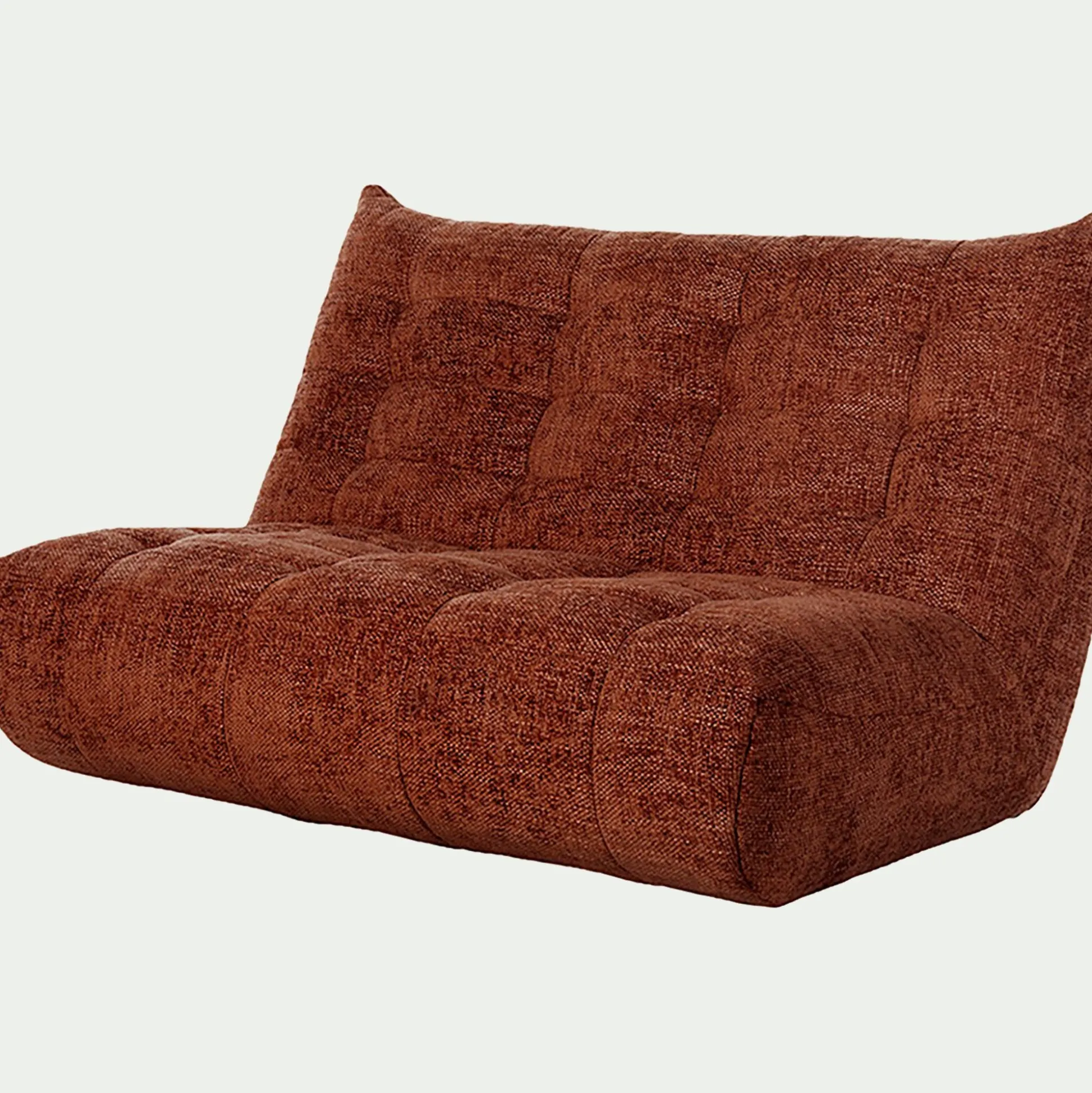 Canapé 3 places fixe en tissu chenille - brun rustrel