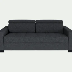 Canapé 3 places fixe en tissu pop avec accoudoirs 15cm - gris anthracite