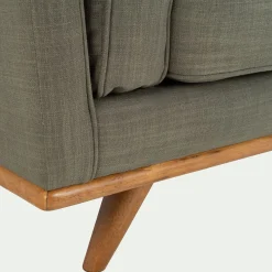 Canapé 2 places fixe en tissu kaki cèdre