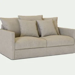 Canapé 2 places fixe en tissu - beige alpilles