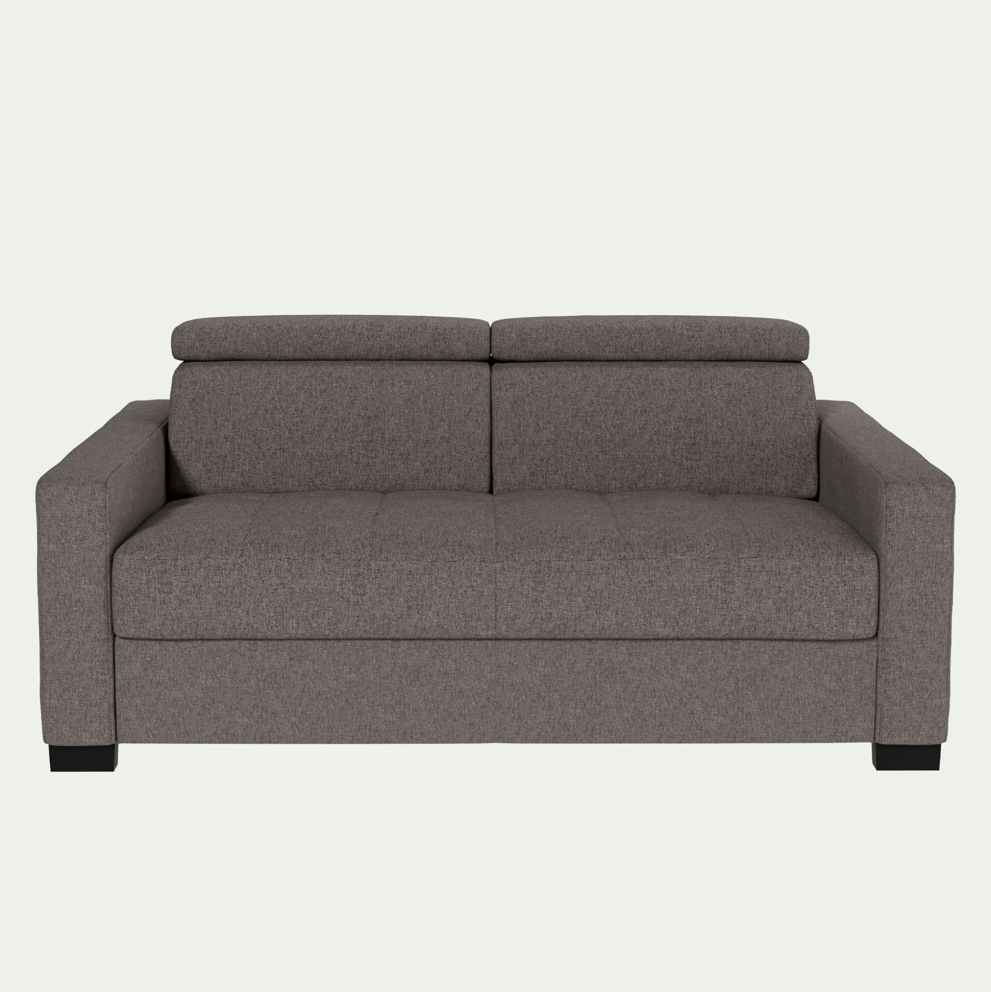 Canapé 2 places fixe en tissu pop avec accoudoirs 15cm - taupe