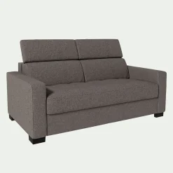 Canapé 2 places fixe en tissu pop avec accoudoirs 15cm - taupe