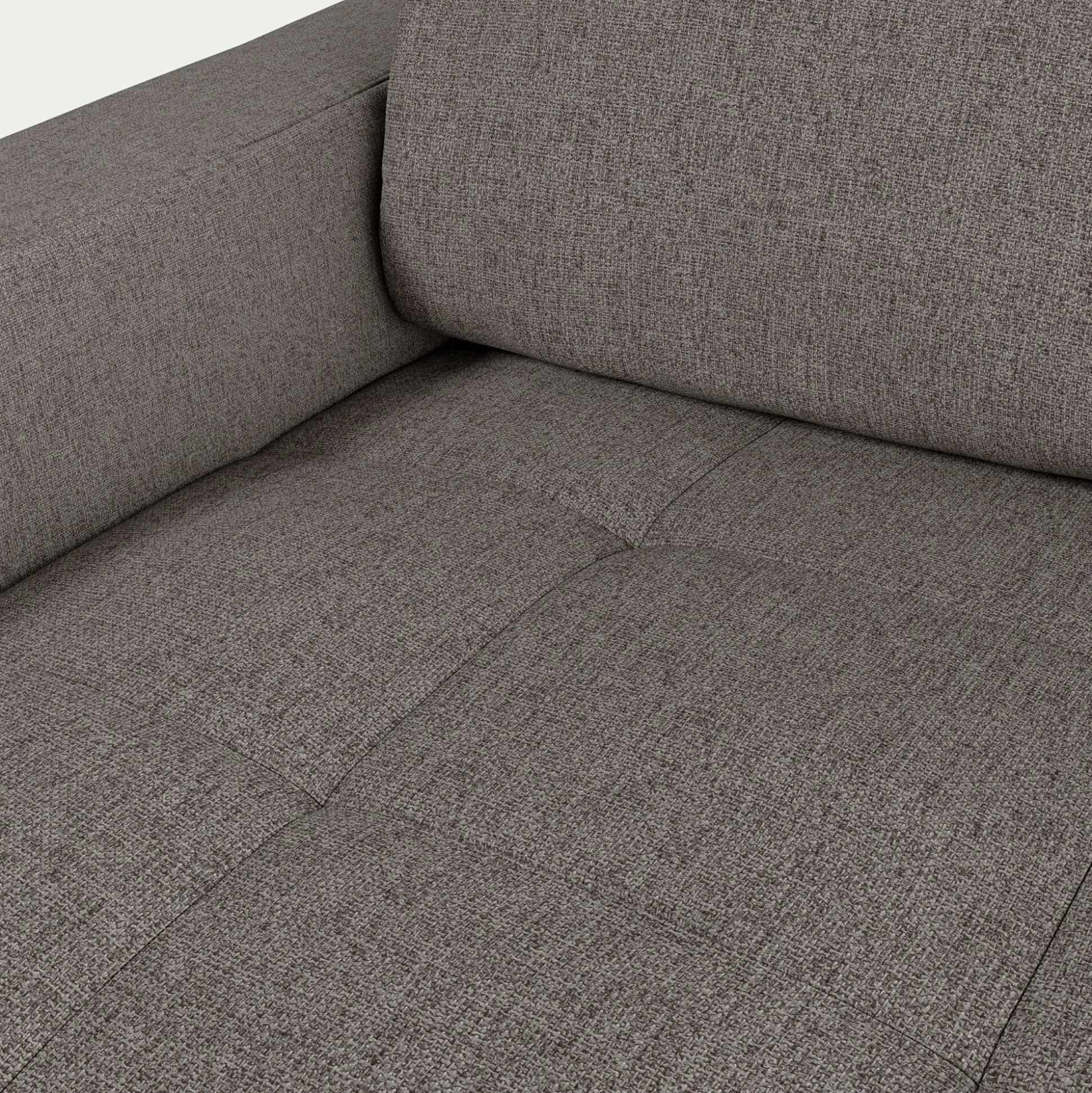 Canapé 2 places fixe en tissu pop avec accoudoirs 15cm - taupe