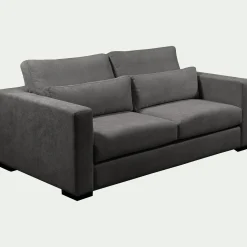 Canapé 3 places fixe en tissu Bloq - gris anthracite