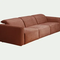 Canapé 5 places fixe en tissu - brun rustrel