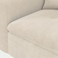 Canapé 4 places fixe en tissu doux tramé - beige