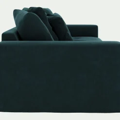 Canapé 4 places fixe en velours - bleu foncé